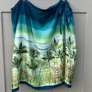 Avenue 100% Silk Tropical Wrap Skirt! Size 22W